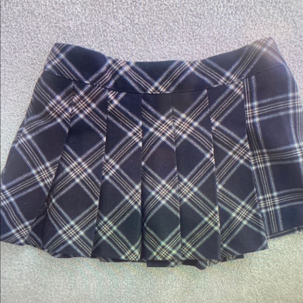 Plaid Pleated Kids Skirt - Black and White